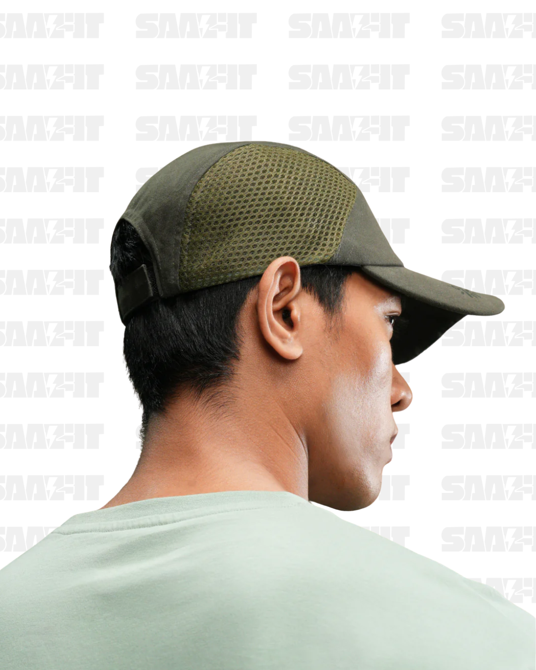 Cult Cap With Mesh Olive- Unisex Adjustable Cap for Men & Women - Image 3