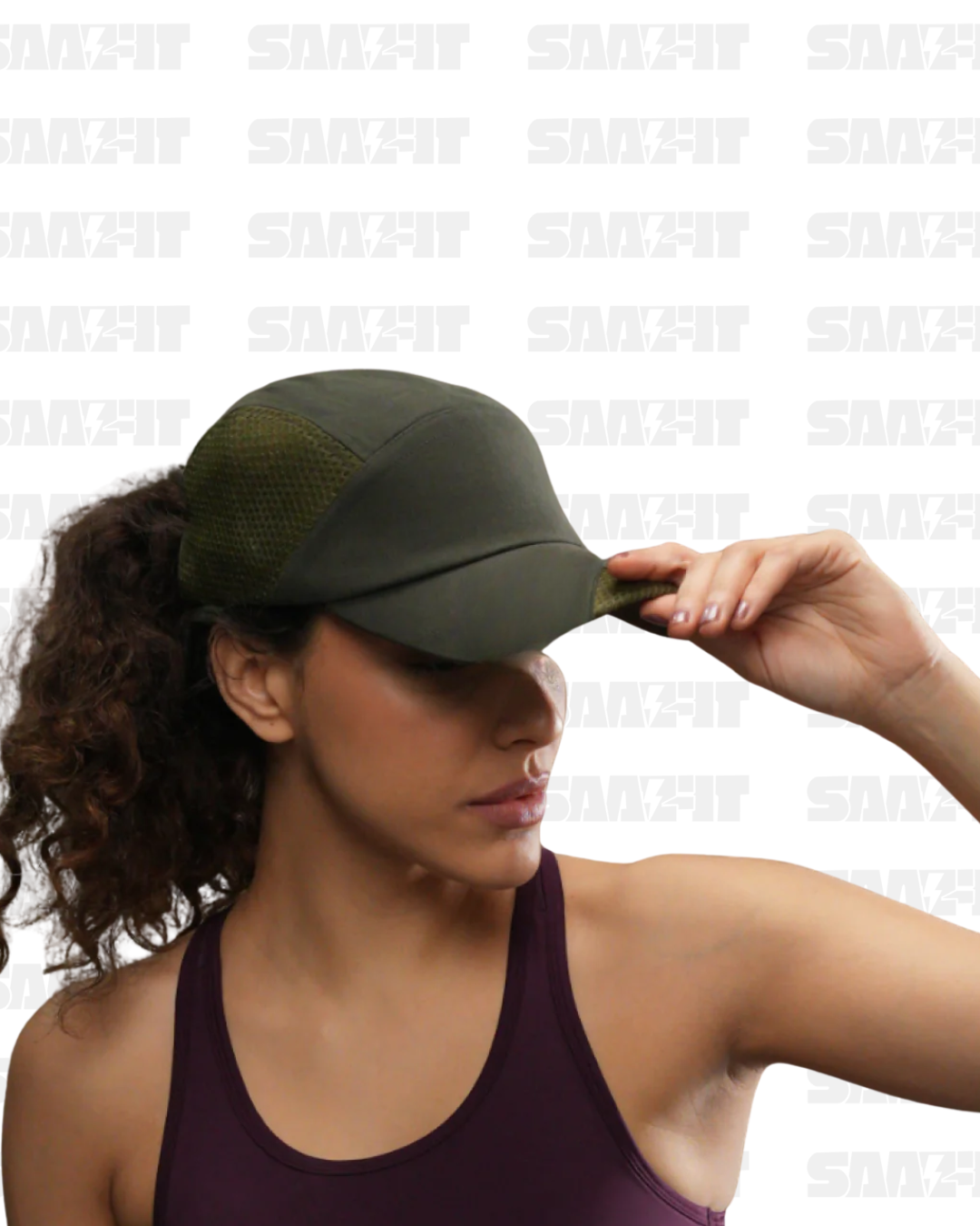 Cult Cap With Mesh Olive- Unisex Adjustable Cap for Men & Women - Image 2