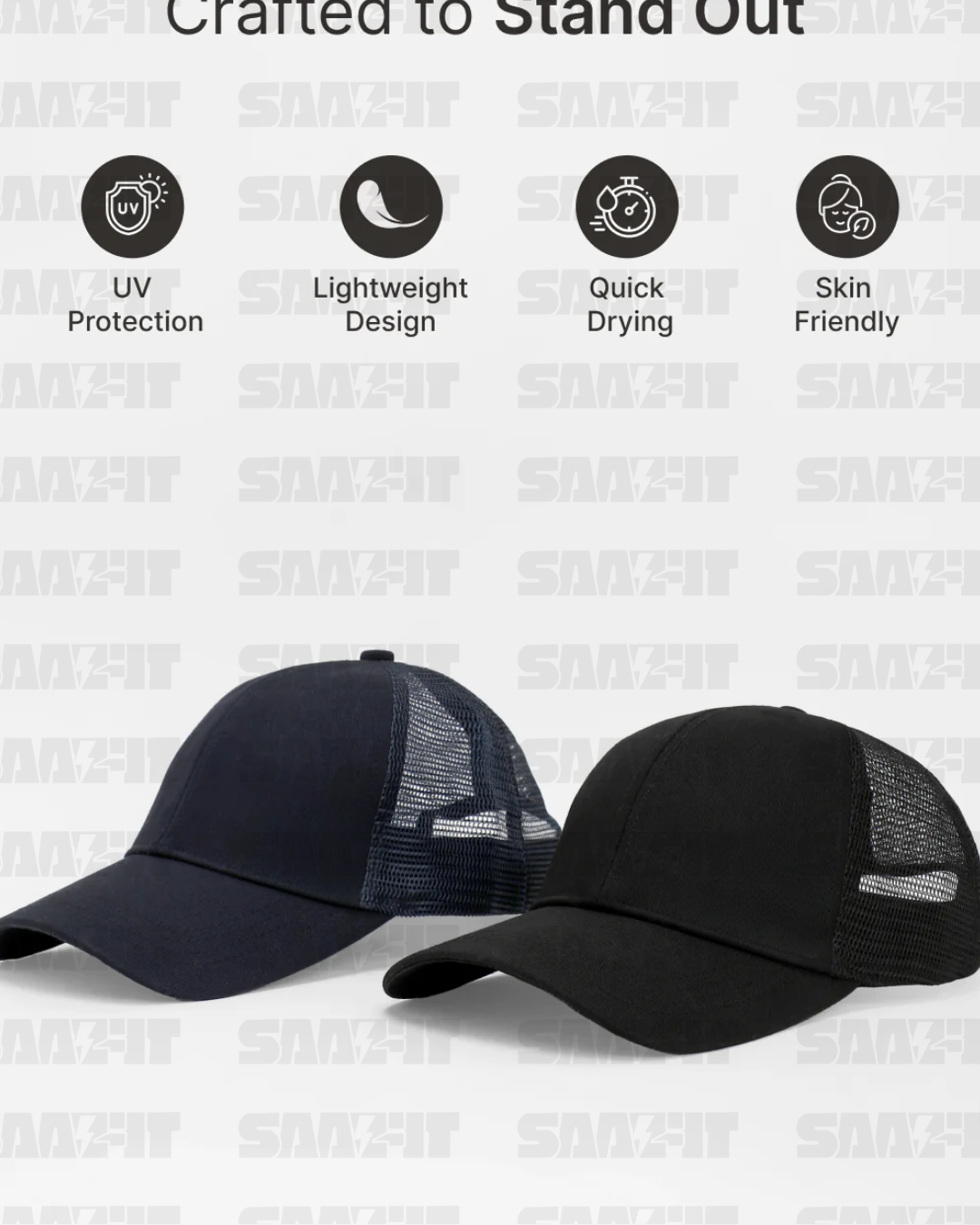 Cult Half Mesh Cap Black- Unisex Adjustable Cap for Men & Women - Image 3