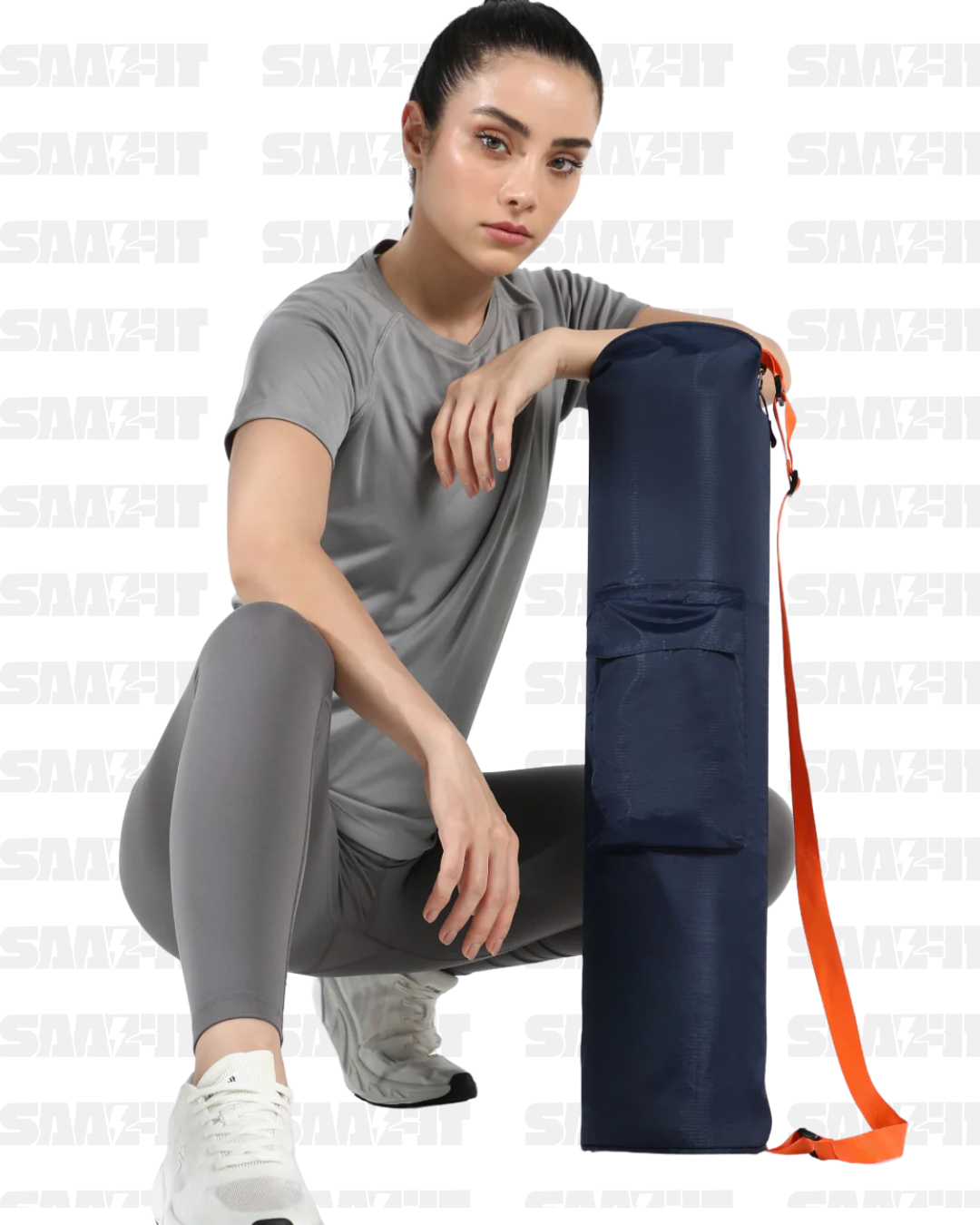 Cult Yoga Mat Bag Navy with Adjustable Shoulder Strap Fits Up to 6mm Mat