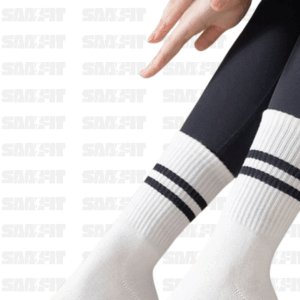Double Stripe Silicon Pad Base Crew Yoga Socks