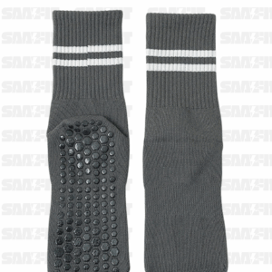 Double Stripe Silicon Pad Base Crew Yoga Socks 2