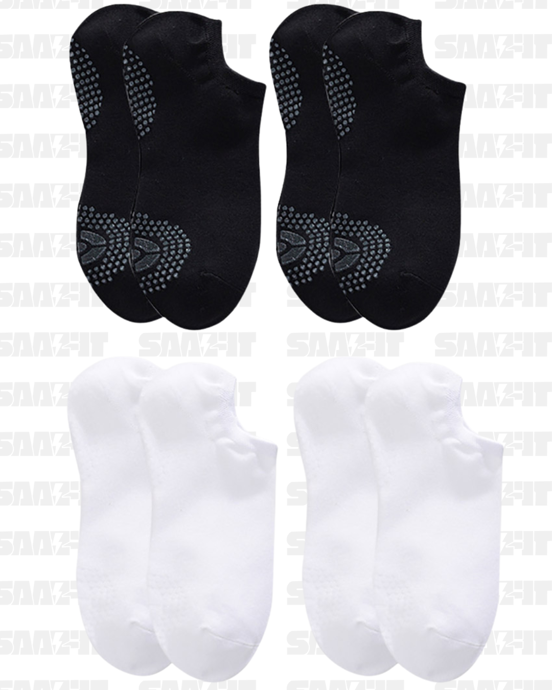 Set of 4 - Silicon Pad Base Active Low Cut Yoga Socks - Image 2