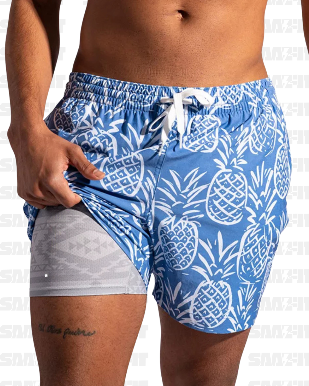 Men's The Thigh-Naples Quick-Dry 5-12 Swim Trunks with Boxer Brief Liner
