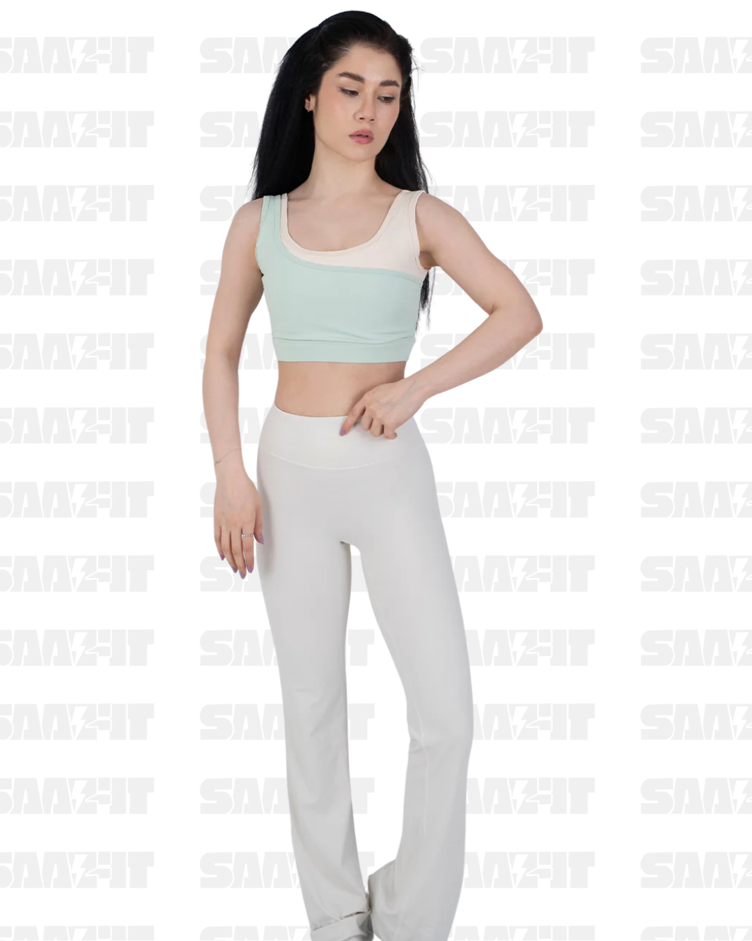 Agulilc Asyymetric sports bra green - Image 2