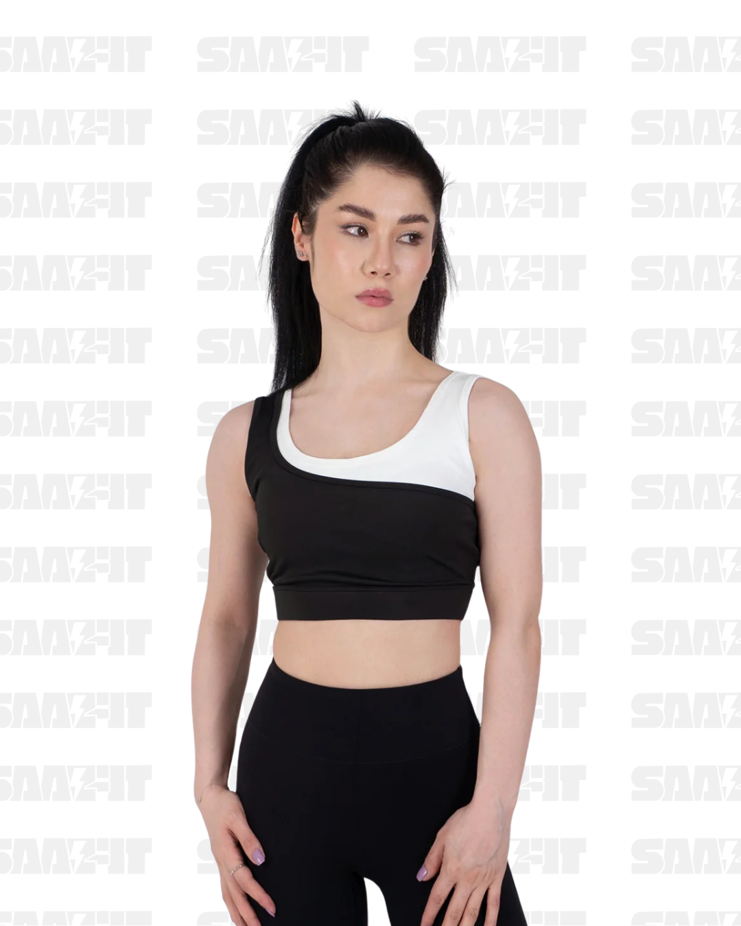Agualic Asymetric sports bra black