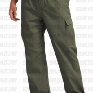 Men cargo pants trouser drawstring elastic waist multipocket plain