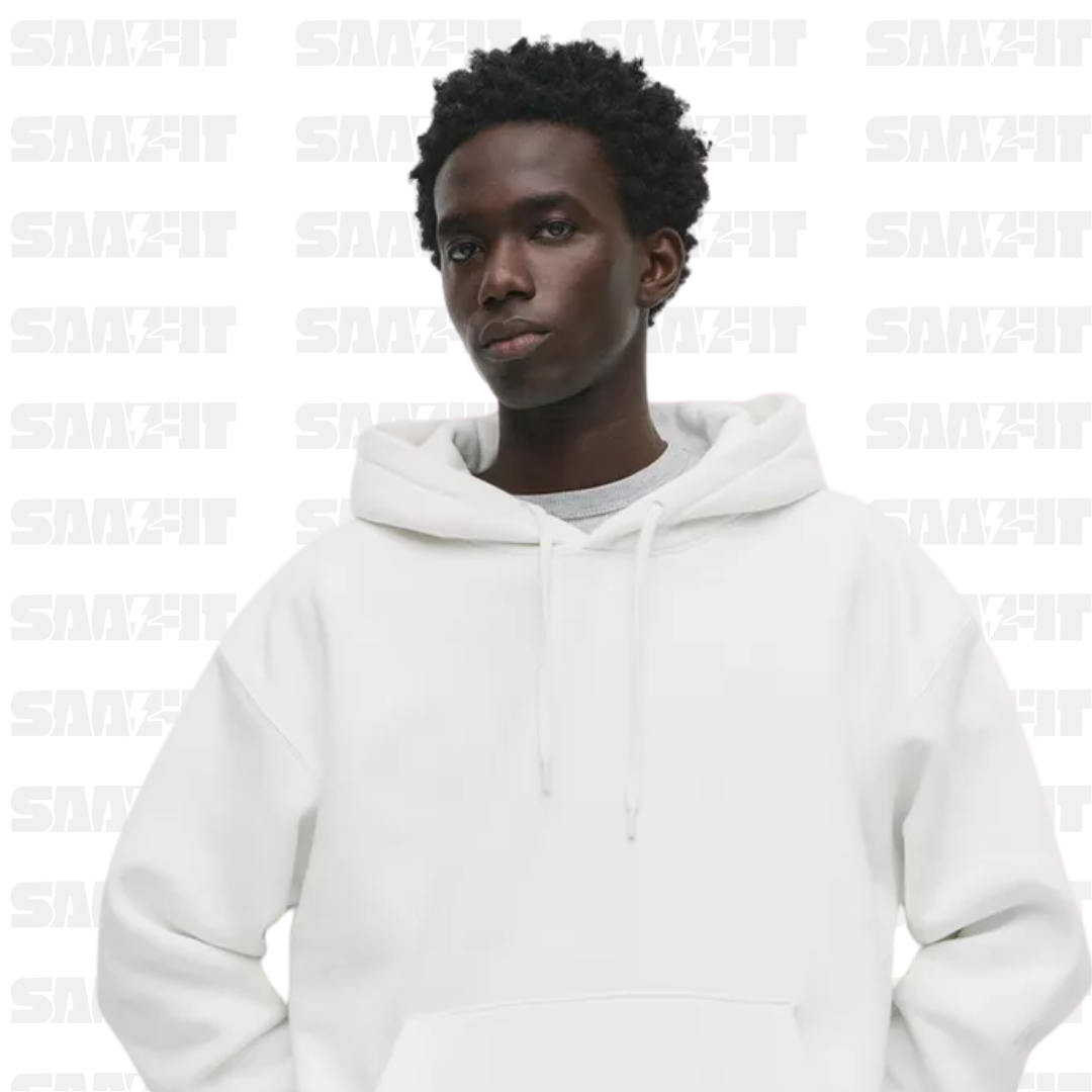 White Basic Hooded Sweatshirt