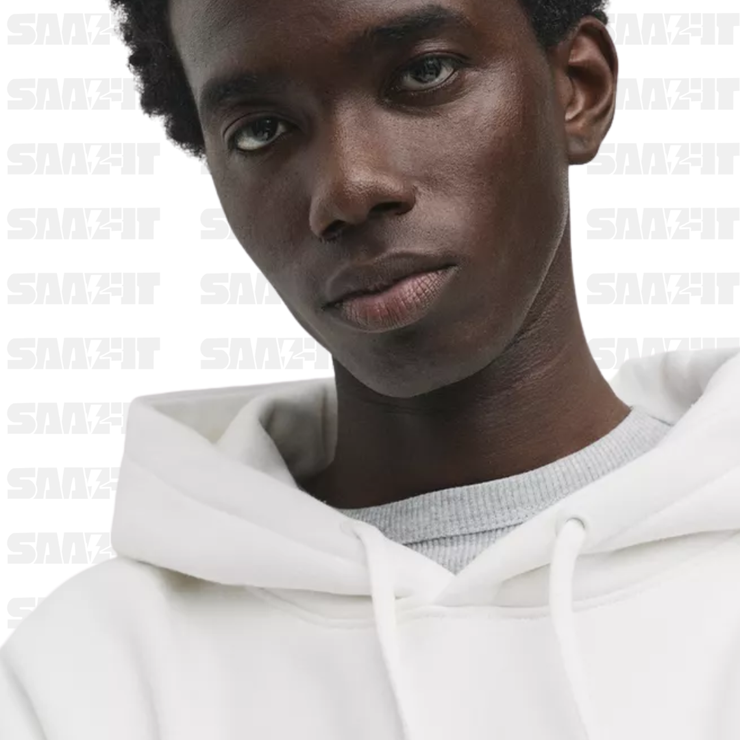 White Basic Hooded Sweatshirt - Image 3